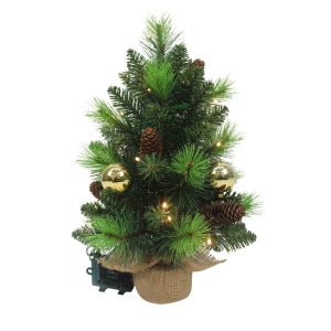 LED-Tannenbaum “NOEL” Außen-Deko aus Metall und Kunststoff in Grün und Gold, mit fest verbauten LEDs